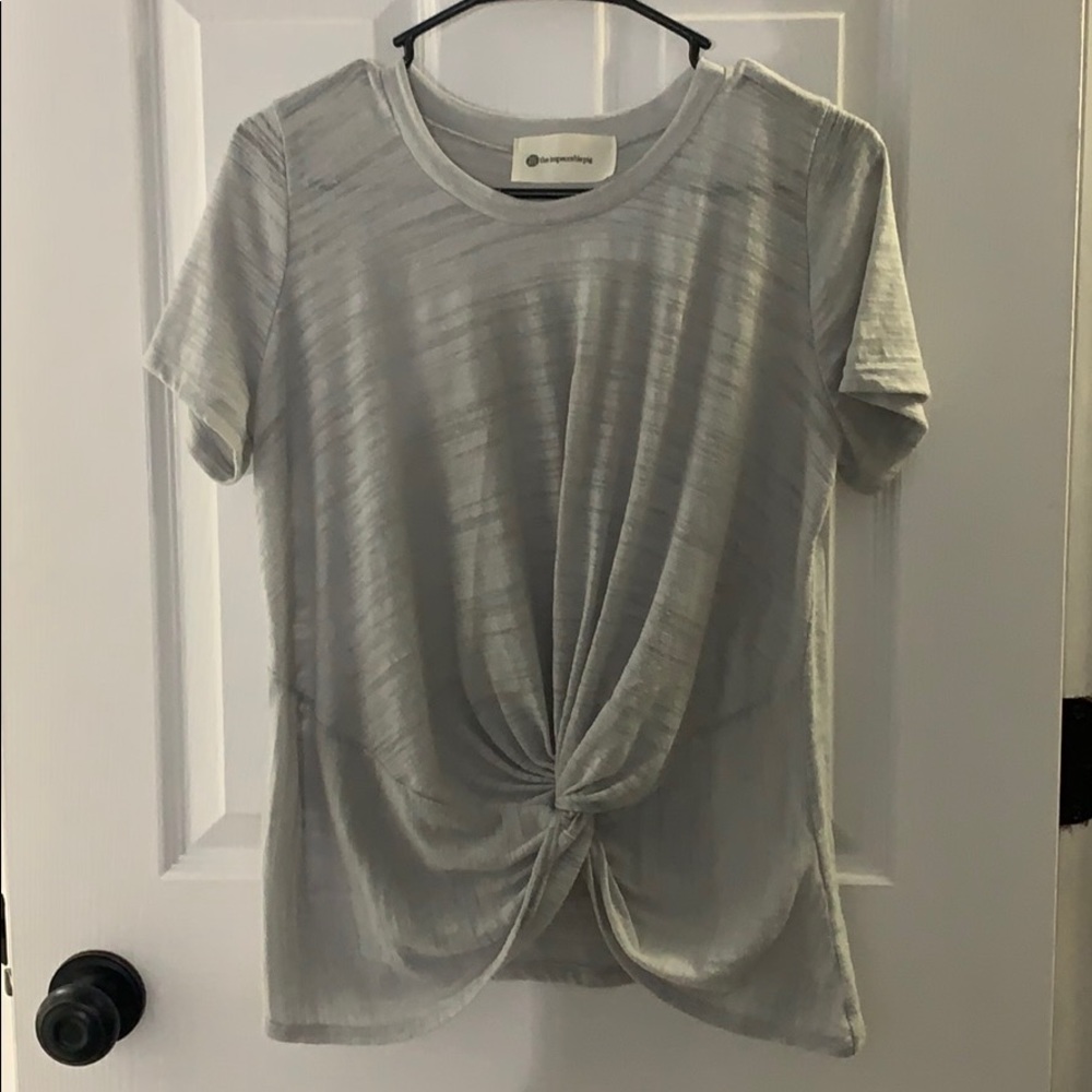 Tie Front Grey Tee